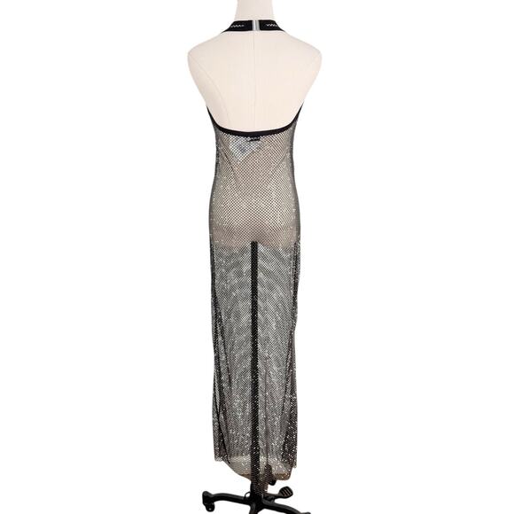 NWT Jonathan Simkhai Inaya Rhinestone Mesh Maxi Dress Black Coverup Beach Size M - Picture 5 of 14